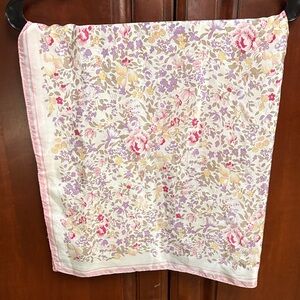 Floral Print Scarf with Pink Border 100% silk